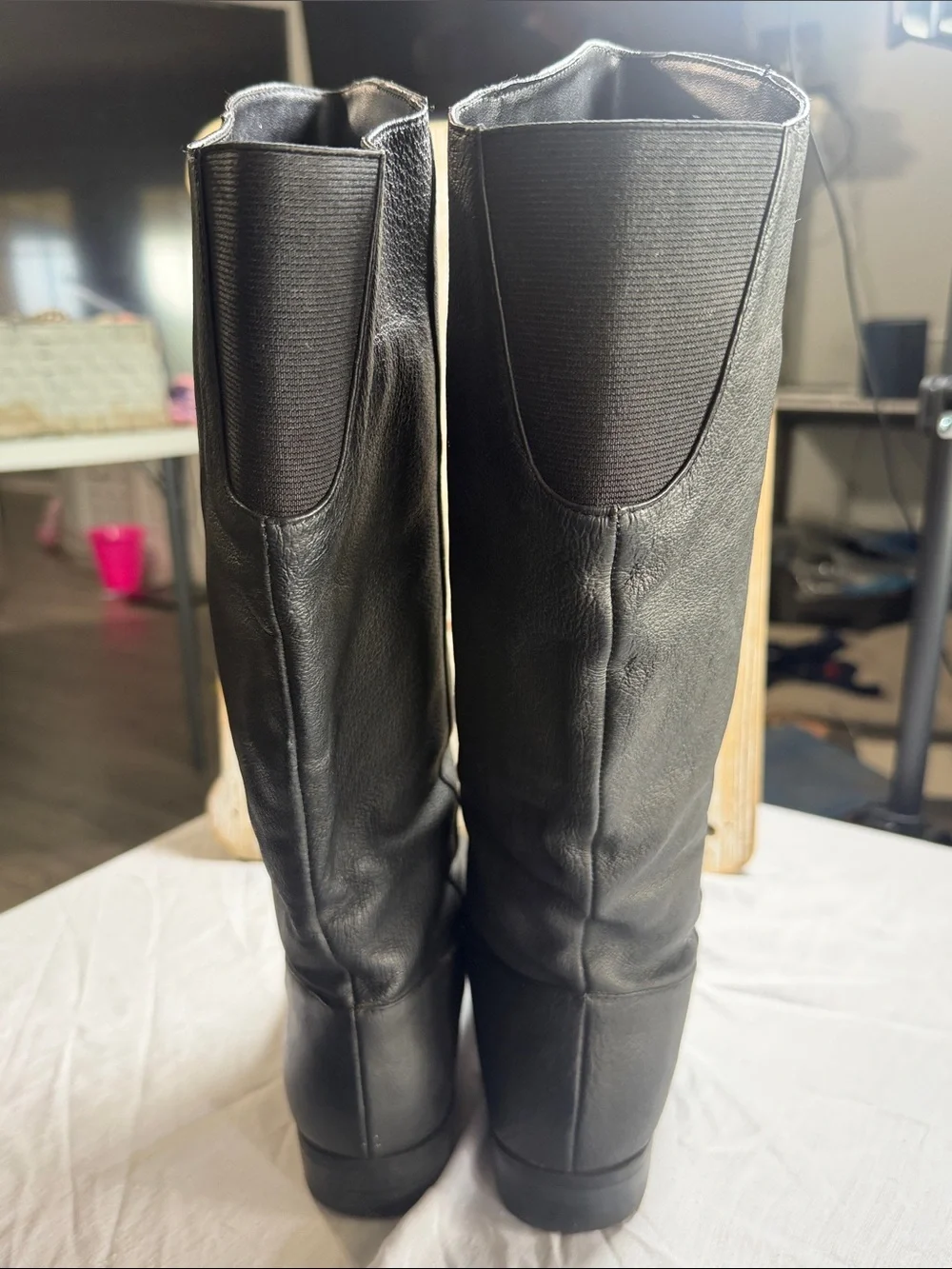 Fanfares Classic Black Knee High Genuine Leather Boots 7 1/2W